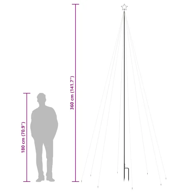 Sapin de Noël à LED Intérieur/Extérieur 576 LED bleu 3,6 m