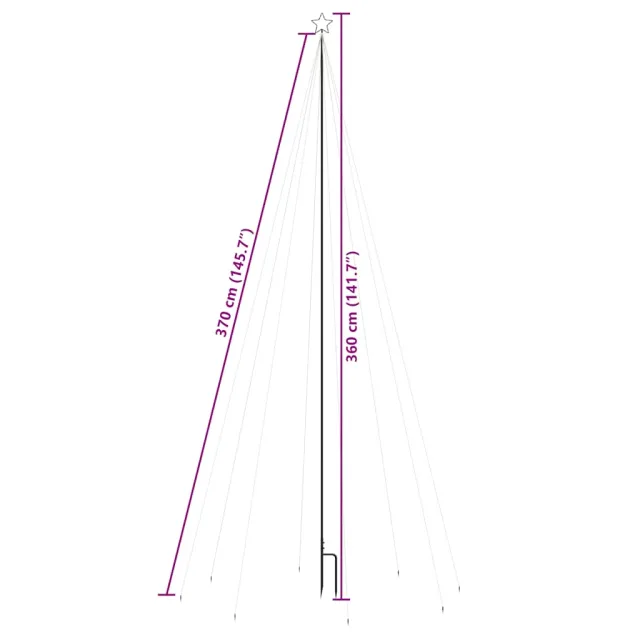 Sapin de Noël à LED Intérieur/Extérieur 576 LED bleu 3,6 m