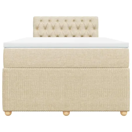 Sommier à lattes de lit avec matelas Crème 120x200 cm Tissu
