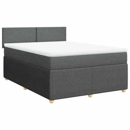 Sommier à lattes de lit avec matelas Gris foncé 140x190cm Tissu 2