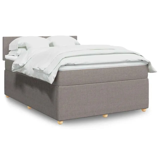 Sommier à lattes de lit avec matelas Taupe 140x190 cm Tissu