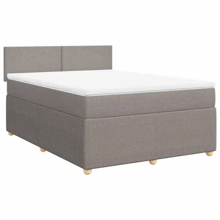 Sommier à lattes de lit avec matelas Taupe 140x190 cm Tissu 2