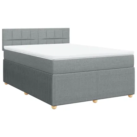 Sommier à lattes de lit avec matelas Gris clair 140x190cm Tissu 2