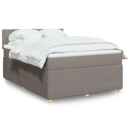 Sommier à lattes de lit avec matelas Taupe 140x190 cm Tissu