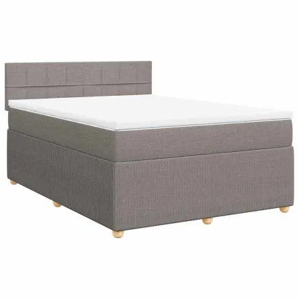 Sommier à lattes de lit avec matelas Taupe 140x190 cm Tissu 2