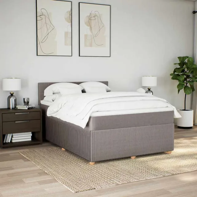 Sommier à lattes de lit avec matelas Taupe 140x190 cm Tissu