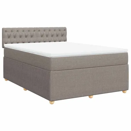 Sommier à lattes de lit avec matelas Taupe 140x190 cm Tissu