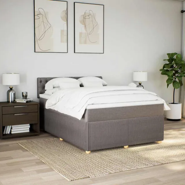 Sommier à lattes de lit avec matelas Taupe 140x190 cm Tissu