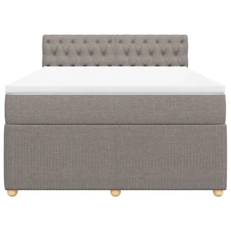 Sommier à lattes de lit avec matelas Taupe 140x190 cm Tissu