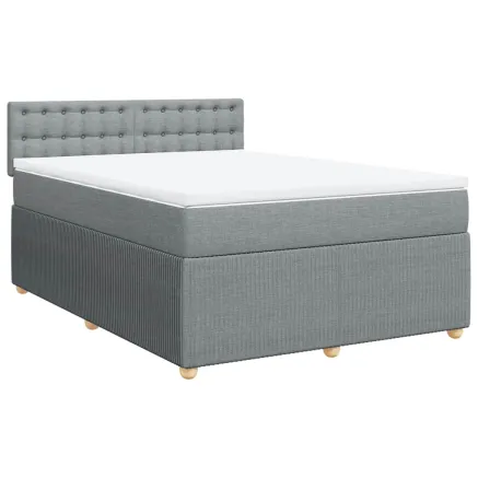Sommier à lattes de lit avec matelas Gris clair 140x190cm Tissu 2