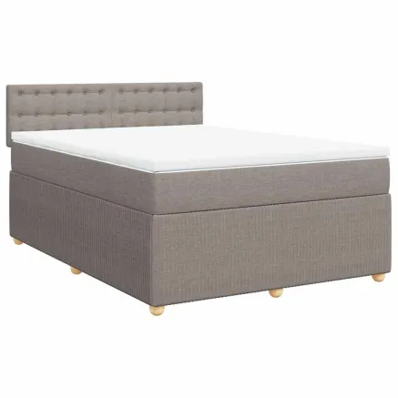 Sommier à lattes de lit avec matelas Taupe 140x190 cm Tissu 2