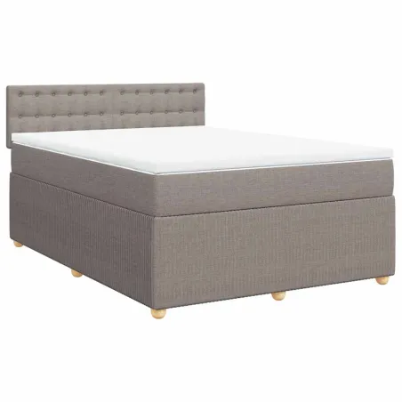 Sommier à lattes de lit avec matelas Taupe 140x190 cm Tissu