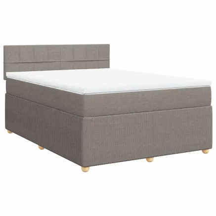 Sommier à lattes de lit avec matelas Taupe 140x200 cm Tissu 2