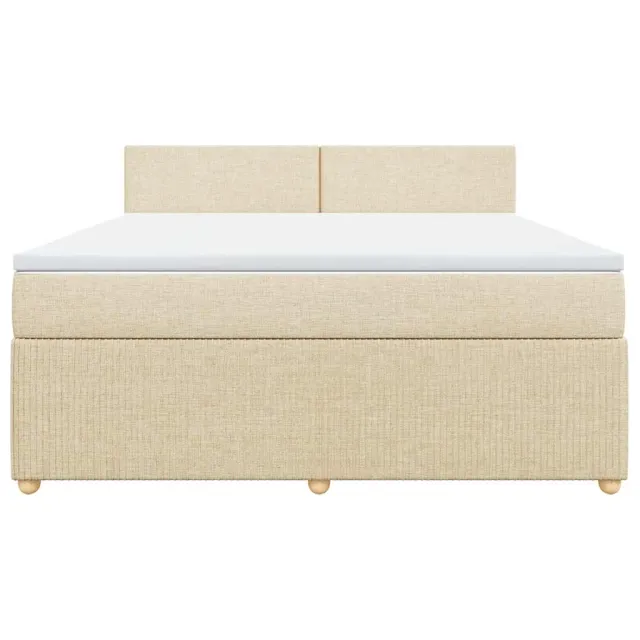 Sommier à lattes de lit avec matelas Crème 180x200 cm Tissu