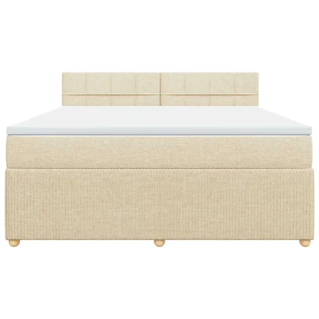Sommier à lattes de lit avec matelas Crème 180x200 cm Tissu