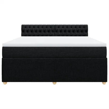 Sommier à lattes de lit avec matelas Noir 180x200 cm Tissu