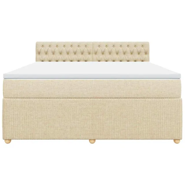 Sommier à lattes de lit avec matelas Crème 180x200 cm Tissu