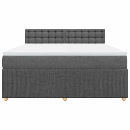 Sommier à lattes de lit avec matelas Gris foncé 180x200cm Tissu