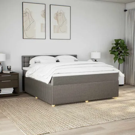Sommier à lattes de lit avec matelas Taupe 180x200 cm Tissu