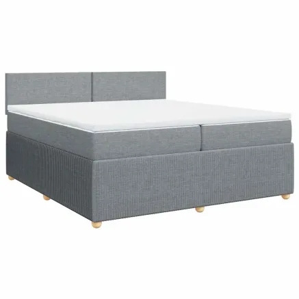 Sommier à lattes de lit avec matelas Gris clair 200x200cm Tissu 2