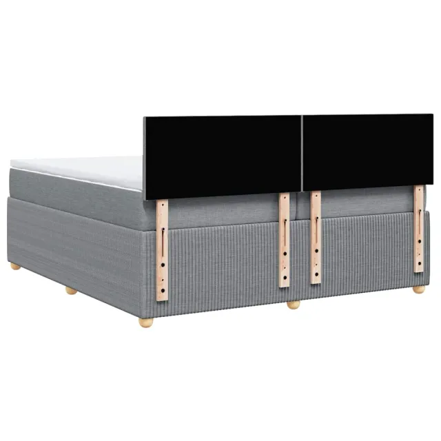 Sommier à lattes de lit avec matelas Gris clair 200x200cm Tissu
