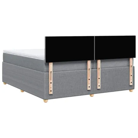 Sommier à lattes de lit avec matelas Gris clair 200x200cm Tissu