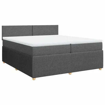 Sommier à lattes de lit avec matelas Gris foncé 200x200cm Tissu 2