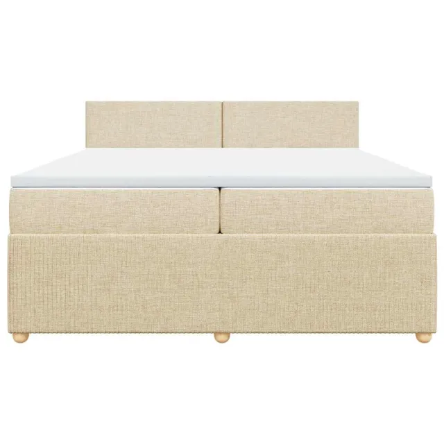 Sommier à lattes de lit avec matelas Crème 200x200 cm Tissu
