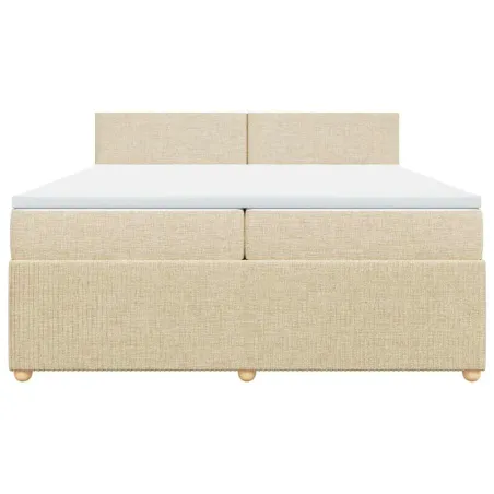 Sommier à lattes de lit avec matelas Crème 200x200 cm Tissu