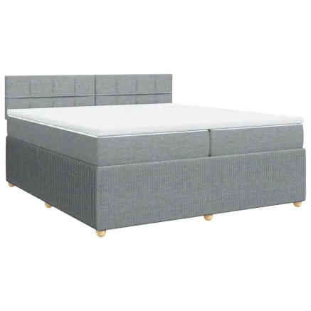 Sommier à lattes de lit avec matelas Gris clair 200x200cm Tissu 2