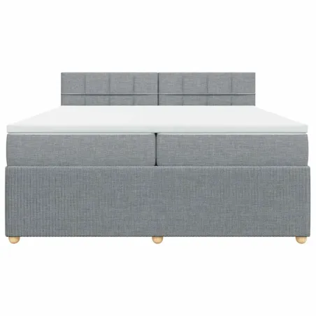 Sommier à lattes de lit avec matelas Gris clair 200x200cm Tissu