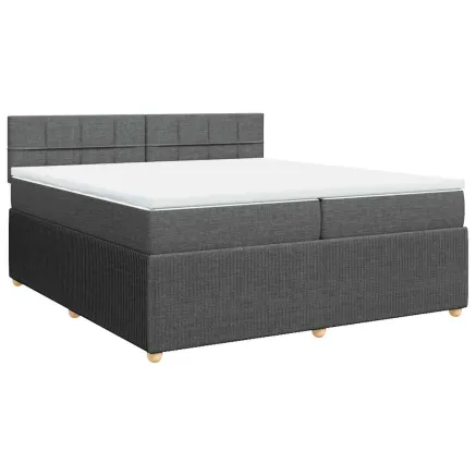 Sommier à lattes de lit avec matelas Gris foncé 200x200cm Tissu 2