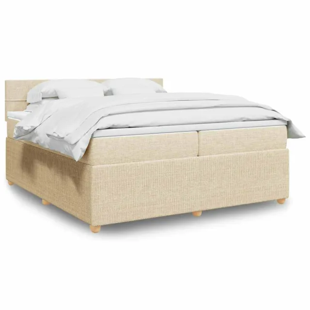 Sommier à lattes de lit avec matelas Crème 200x200 cm Tissu