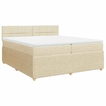 Sommier à lattes de lit avec matelas Crème 200x200 cm Tissu 2