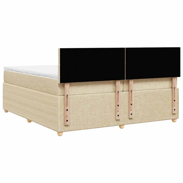 Sommier à lattes de lit avec matelas Crème 200x200 cm Tissu