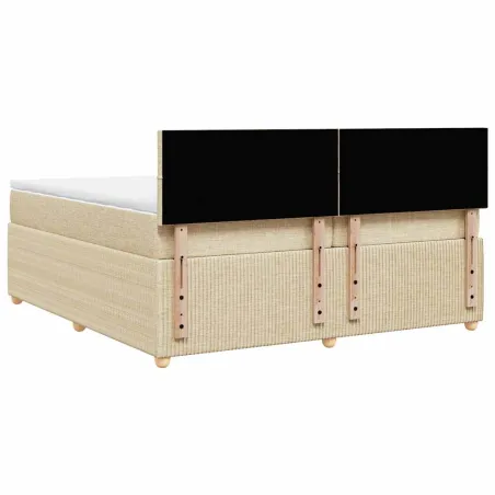 Sommier à lattes de lit avec matelas Crème 200x200 cm Tissu