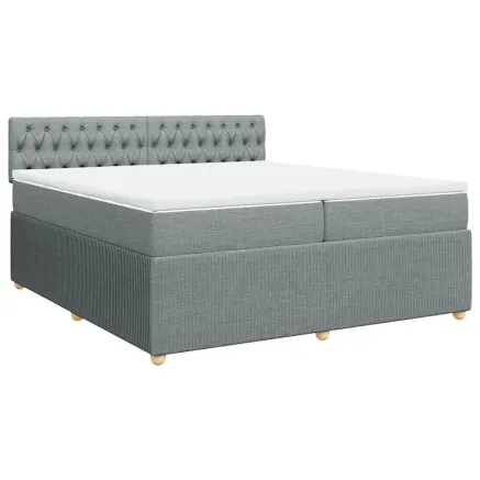 Sommier à lattes de lit avec matelas Gris clair 200x200cm Tissu 2