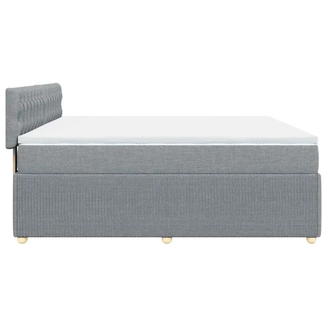 Sommier à lattes de lit avec matelas Gris clair 200x200cm Tissu