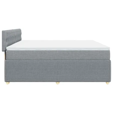 Sommier à lattes de lit avec matelas Gris clair 200x200cm Tissu