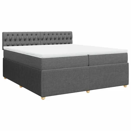 Sommier à lattes de lit avec matelas Gris foncé 200x200cm Tissu 2