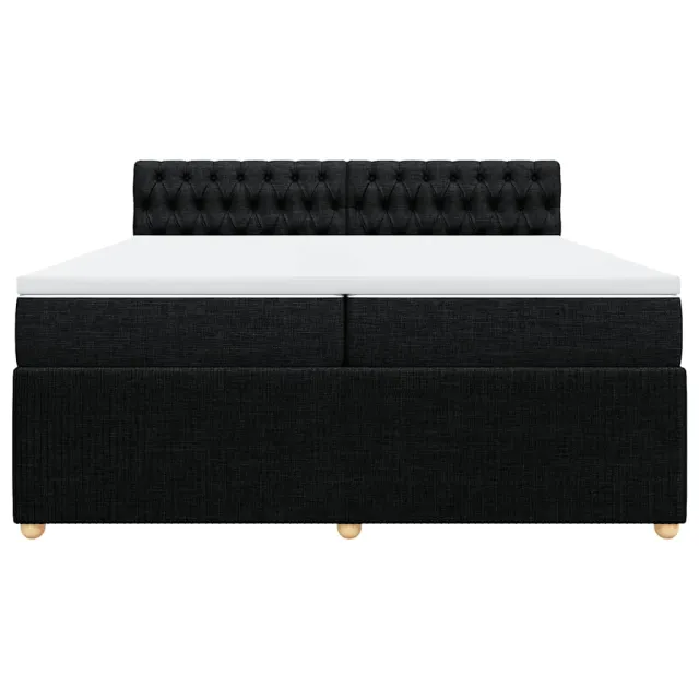 Sommier à lattes de lit avec matelas Noir 200x200 cm Tissu