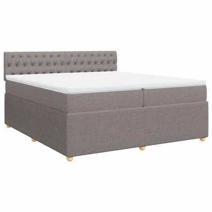 Sommier à lattes de lit avec matelas Taupe 200x200 cm Tissu 2