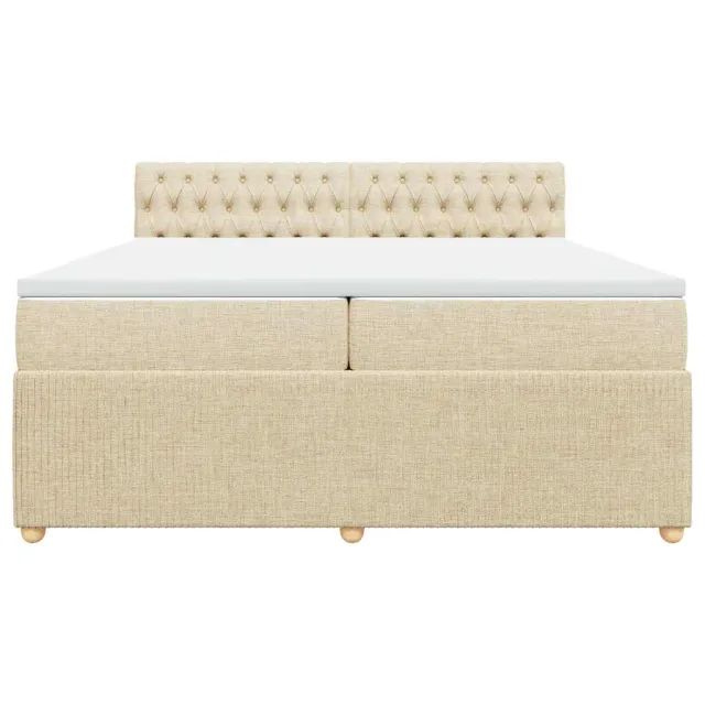 Sommier à lattes de lit avec matelas Crème 200x200 cm Tissu