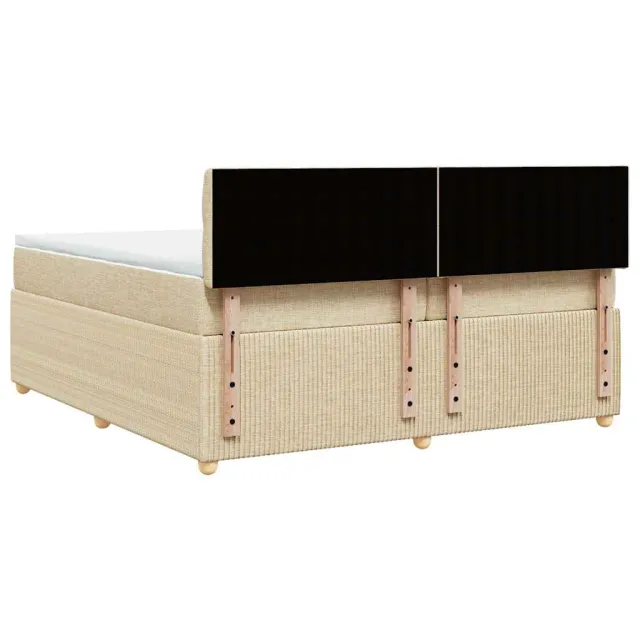 Sommier à lattes de lit avec matelas Crème 200x200 cm Tissu