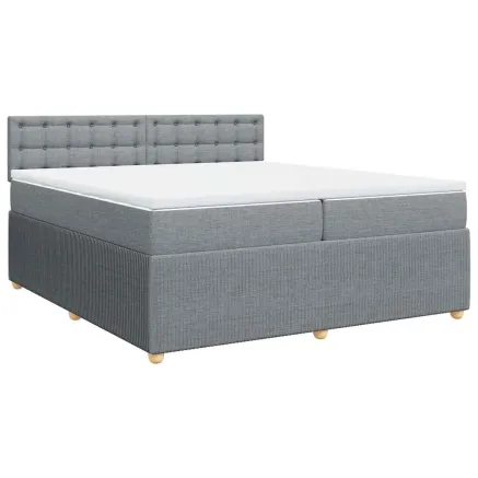 Sommier à lattes de lit avec matelas Gris clair 200x200cm Tissu 2