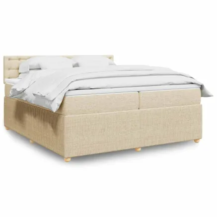 Sommier à lattes de lit avec matelas Crème 200x200 cm Tissu