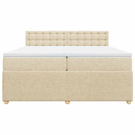 Sommier à lattes de lit avec matelas Crème 200x200 cm Tissu
