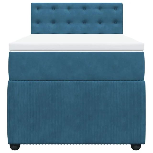 Sommier à lattes de lit avec matelas bleu 90x190 cm velours