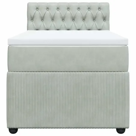 Sommier à lattes de lit et matelas Gris clair 90x190 cm Velours