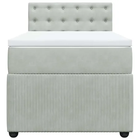 Sommier à lattes de lit et matelas Gris clair 90x200 cm Velours